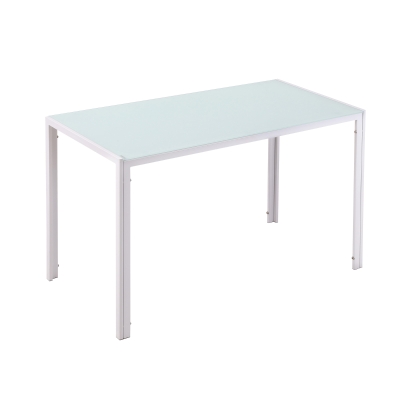 HOMCOM Mesa Sala de Jantar de Cristal Mesa Retangular para 4-6 pessoas com Pés de Metal Multifuncional para Cozinha 120x60x75cm Branco