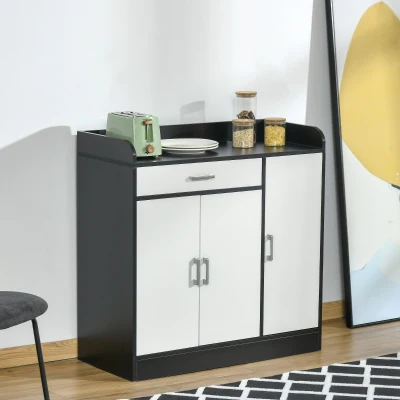 HOMCOM Mobiletto da Cucina 2 Armadietti 1 Cassetto Ripiani Regolabili
