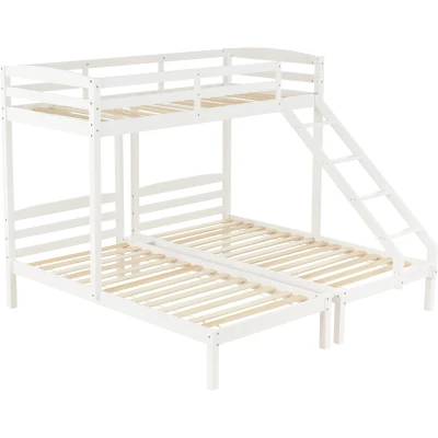 Triple Bunk Bed with Side Ladder, White