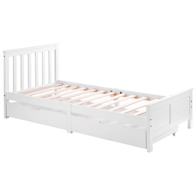 Wooden Solid Pine Divan Storage Bed with Drawers, White