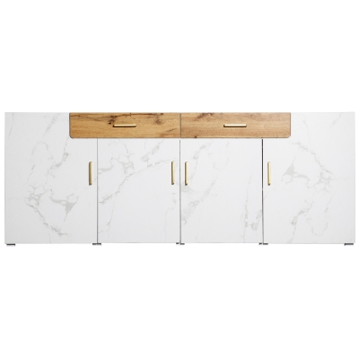 Credenza Multifunzione Elegante con 4 Ante e 2 Cassetti, Bianco