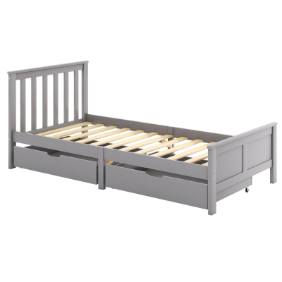 Wooden Pine Divan Storage Bed with Drawers, Gray