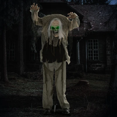HOMCOM Skeletgeest, Halloween decoratie, griezelig gehuil, groene ogen, beweegbare armen, 160 cm