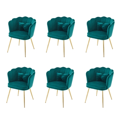 Ensemble 6 chaises salle à manger modernes velours, Vert