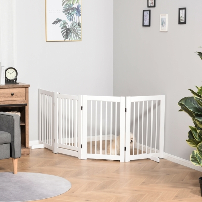 PawHut Barreira de Segurança para Cães Dobrável de 4 Painéis Barreira de Segurança para Escada Corredor 220x36x91 cm Branco