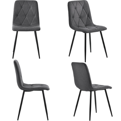 Ensemble de 4 modernes Chaises de salle à manger recouvertes de lin sergé avec Dossier, Gris