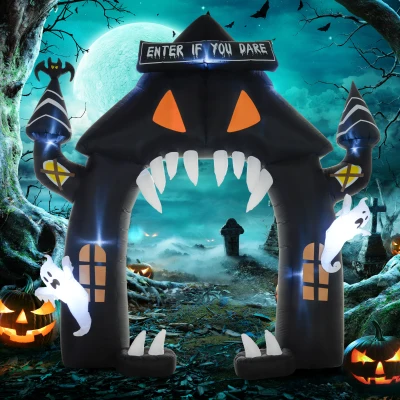 Outsunny Dmuchany łuk na Halloween, 4 duchy, diody LED, wodoodporny, 300 x 76 x 300 cm