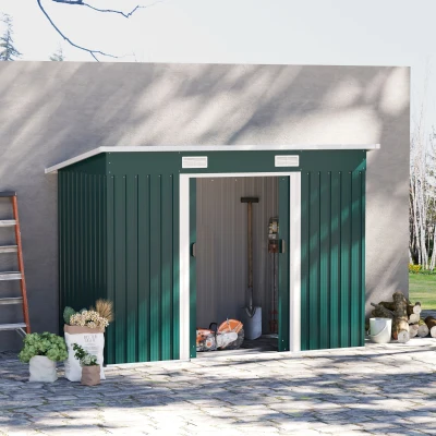 Outsunny Casetta da giardino 261cm x 131cm x 182cm Verde