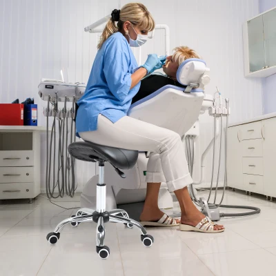 HOMCOM cadeira de trabalho giratória com rodas banco para dentista cabeleireiro cor preta