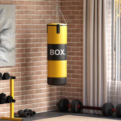 SPORTNOW Saco de Boxe sem Recheio com Luvas de Boxe Gancho e Protetores para Palmas Munhecas Tornozelos Amarelo