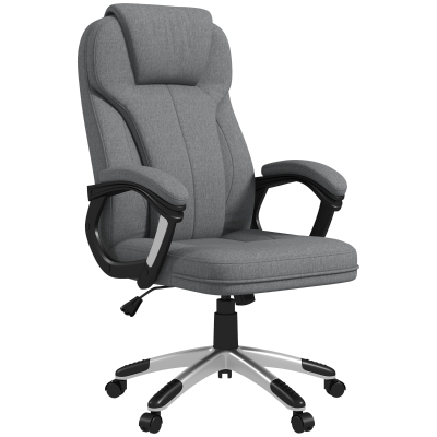 Vinsetto Cadeira de Escritório Giratória com Altura Ajustável Apoio para os Braços e Encosto Acolchoado de Linho Sintético 66x75x110-120 cm Cinza