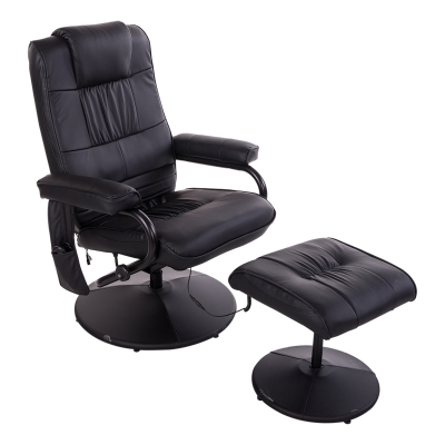 HOMCOM massagestoel relaxstoel tv-stoel stoel met massagefunctie incl. krukje kunstleer zwart 77 x 84 x 95 cm