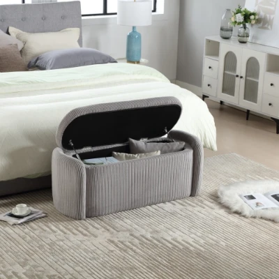 Tabouret de rangement moderne et épuré, Gris Clair