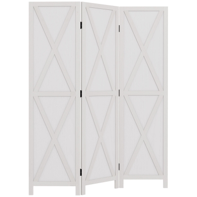 HOMCOM Biombo de 3 Paineis Separador de Ambientes Dobrável 136,5x170cm Divisória para Espaços de Madeira Decoração Elegante Branco