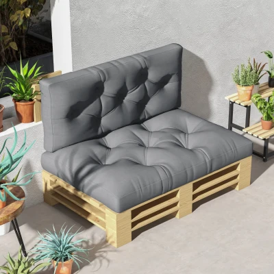 Outsunny Sitzkussen Stoelkussen Zitkussen, met knoopstiksels, 120 x 80 x 12 cm, Grijs