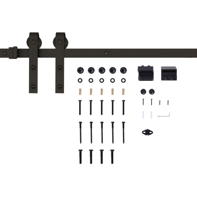 HOMCOM Glijdende Rails Kit voor Schuifdeuren, max. 100 kg, Metaal, Zwart, 200 cm