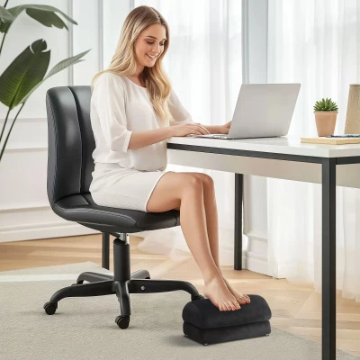 HOMCOM Apoio para os Pés para Escritório Apoio para os Pés Preenchido de Espuma e Almofadas Antiderrapantes 32x22x15 cm Preto