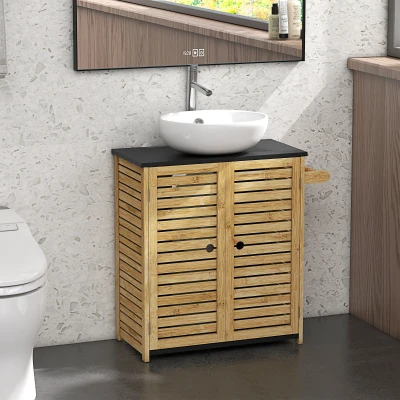 Dulap Sub Chiuvetă cu 2 Uși, 60,5x30,5x69,5 cm, Lemn Natural