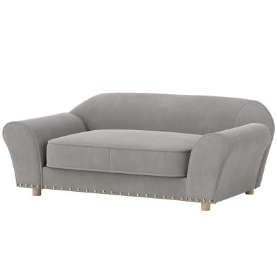 PawHut Sofa dla psów, łóżko z ćwiekami, gruba poduszka, zdejmowany pokrowiec, antypoślizgowe nóżki, 86,5x52,5x33 cm, Szary