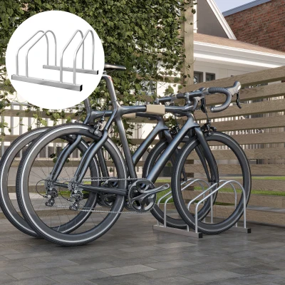 SPORTNOW Rastrelliera per 2 Biciclette in Acciaio Argento
