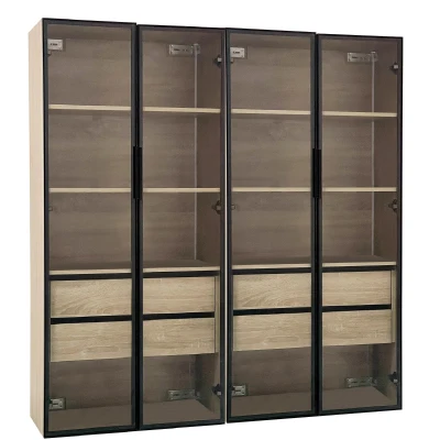 Badezimmerschrank 74x36x155 cm LED-Beleuchtung für Bad, Praktisch fürs Familienbad, Schwarz