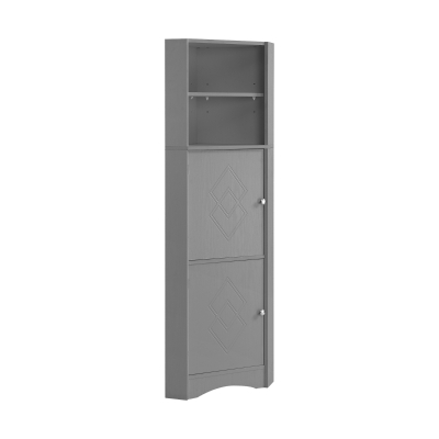 Badezimmerschrank - Eck-Badschrank 36x36x155 cm, Wasserdichter Eckschrank für Bad, Minimalistischer Kleinschrank für Badezimmer, Grau