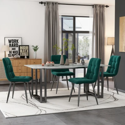 Set di 4 sedie imbottite per sala da Pranzo con Schienale, struttura in metallo, Verde