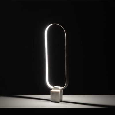 STONES Lampada da tavolo LED, struttura in metallo e base in marmo, 7x18x60cm, bianco
