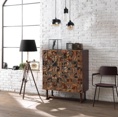 STONES Credenza in legno di mango, 100x45x120, Marrone scuro