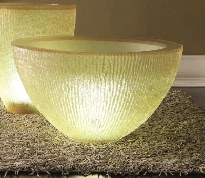 STONES Vaso in resina con luce interna telecomando, 80x45, Bianco