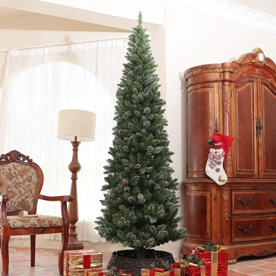 HOMCOM Árvore de Natal 225 cm Árvore de Natal Artificial com 980 Ramos e Suporte de Metal Árvore de Natal para Interior Verde