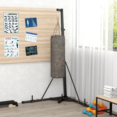 SPORTNOW Suporte para Saco de Boxe de Pé Suporte para Saco de Boxe Dobrável com Altura Ajustável 170x90x182-225 cm Preto