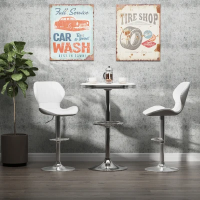 HOMCOM Set 2 Sgabelli da Bar Ergonomici con Poggiapiedi Bianco