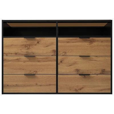 Anti-tip Sideboard Cabinet with Storage Drawers and Shelves, Oak