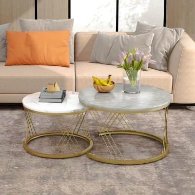 Ensemble de tables basses modernes gigognes, Gris