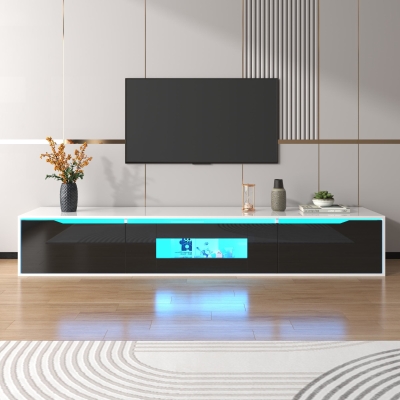 Fernsehschrank Hochglanz Led Beleuchtung Modern Design fürs Wohnzimmer Schwarz Weiß