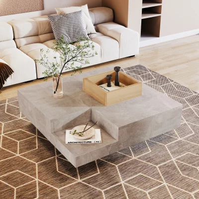 Table basse avec boîte de rangement amovible, Gris