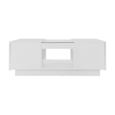 Weißer Couchtisch mit LED-Beleuchtung und App-Steuerung 100x50cm ,Moderner Design fürs Wohnzimmer