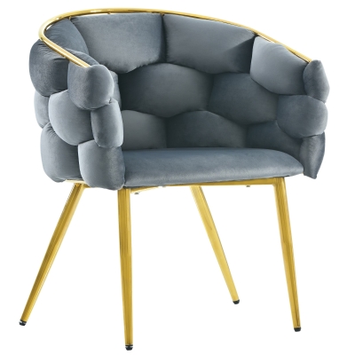 Chaise en velours de luxe avec dossier à éclat doré,Gris