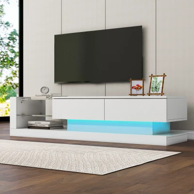 Meuble TV élégant en finition brillante, Blanc