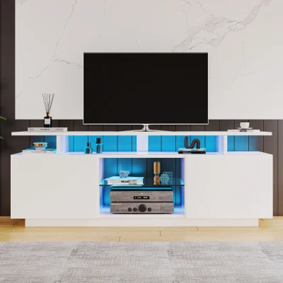 Mobile TV moderno con illuminazione LED a 16 colori, Bianco
