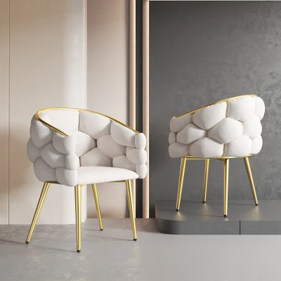 Sedia in velluto con struttura posteriore dorata,Beige