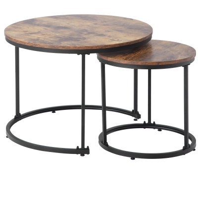 Set di 2 tavolini rotondi, Marrone