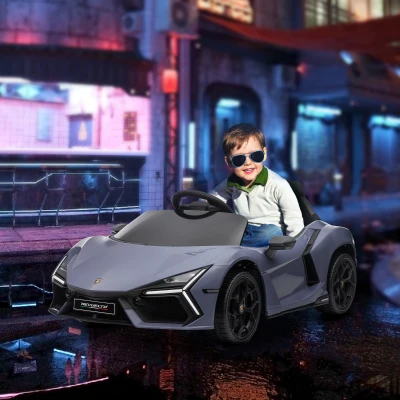 AIYAPLAY Carro Elétrico para Crianças Carro Lamborghini Revuelto com Bateria 12V  Faróis LED e Música 105x60x40 cm Cinza