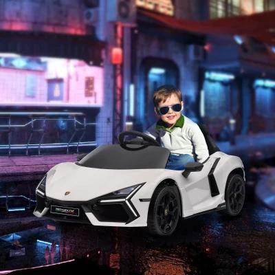 AIYAPLAY Carro Elétrico para Crianças Carro Lamborghini Revuelto com Bateria 12V  Faróis LED e Música 105x60x40 cm Branco