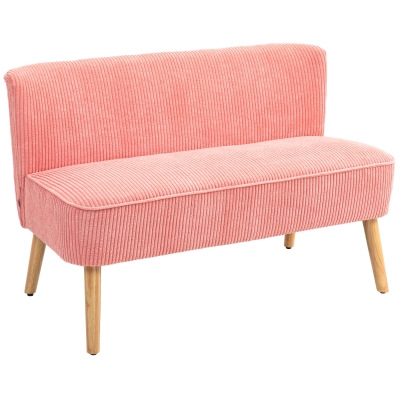 HOMCOM Tweezitsbank, Elegant Scandi Design, Stevig Houten Frame, tot 150 kg, 117 x 56,5 x 77 cm, Roze