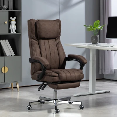 Vinsetto Cadeira de Escritório com 6 Pontos de Massagem por Vibração Reclinável com Altura Ajustável 65x61x101-113 cm Marrom Escuro