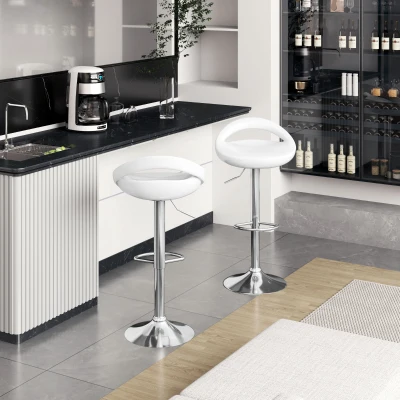 HOMCOM Set 2 Sgabelli da Bar Girevoli Altezza Regolabile Bianco