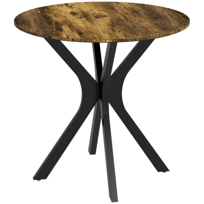 HOMCOM Stół Kuchenny dla 2 Osób, Okrągły, Stelaż z Malowanej Proszkowo Stali, Ø78 cm, Rustykalny Brąz