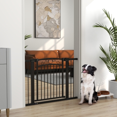 PawHut Barreira de Segurança para Cães Extensível 76-102 cm Barreira para Animais de Estimação com 2 Extensões Preto